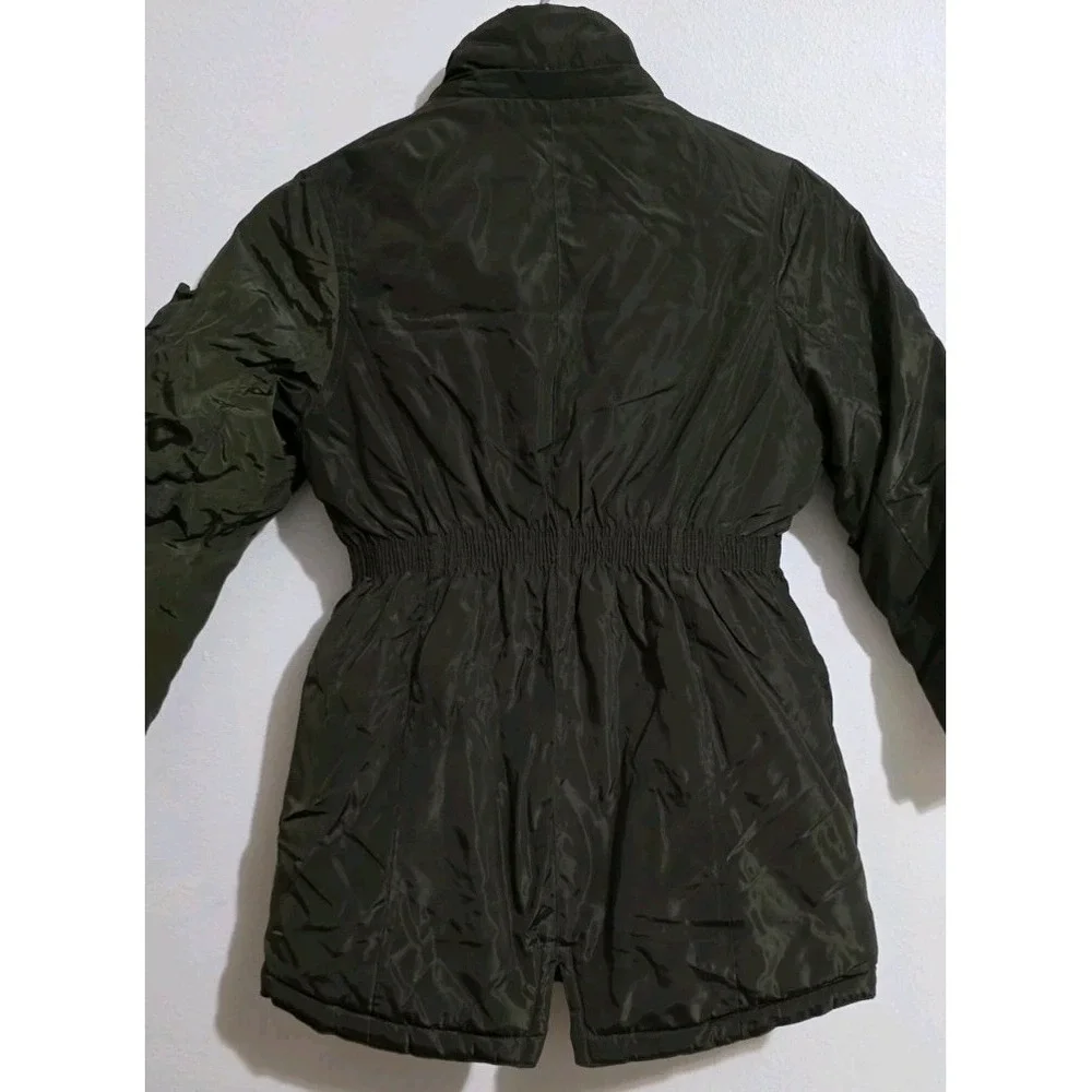 Steve Madden Girls Faux Fur Trim Parka Jacket Coat Olive Green Moto Sz S 7-8‎